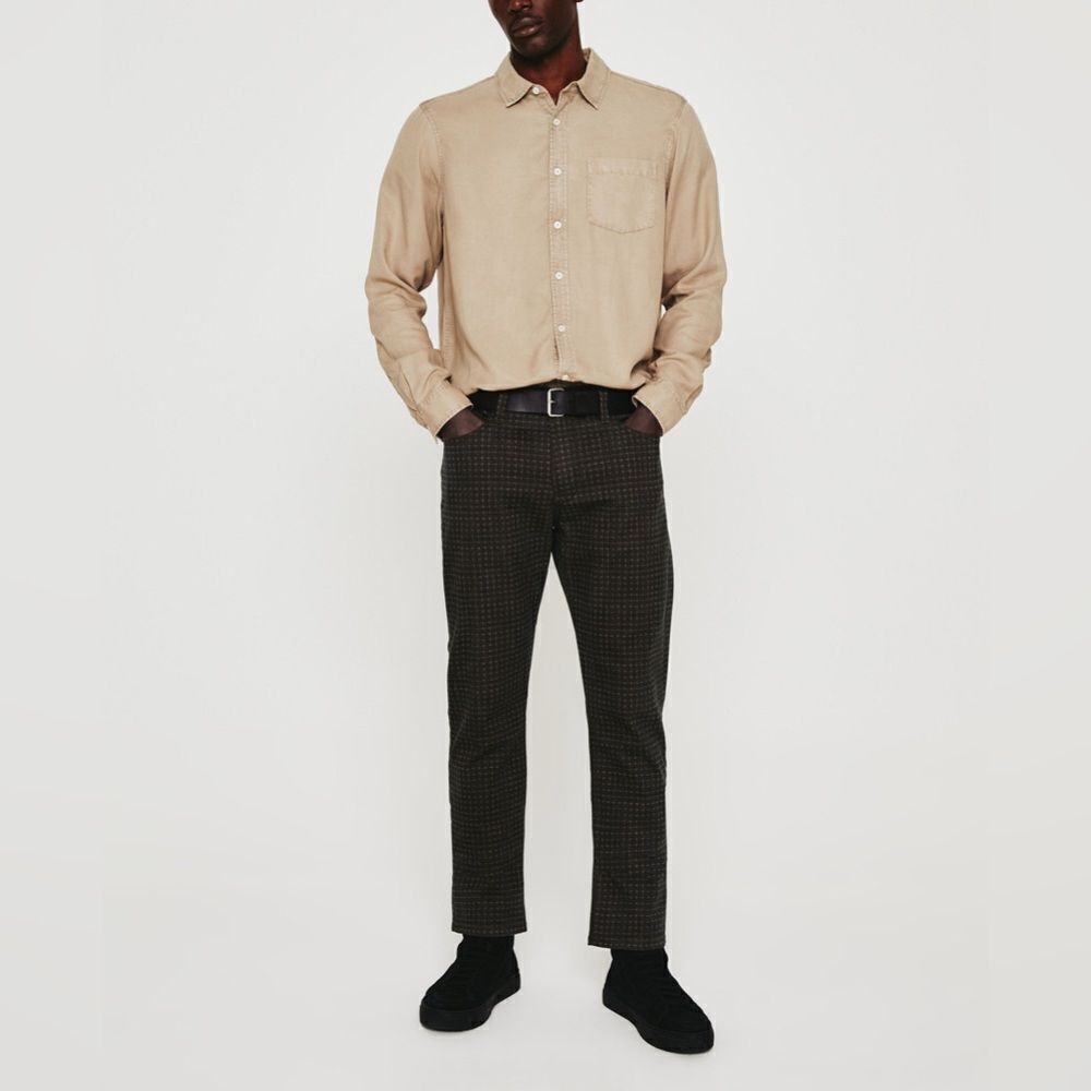 AG ADRIANO GOLDSCHMIED Everett Slim Straight Leg Check Print Pants